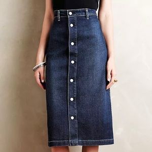 ALEXA CHUNG for AG A-line Button Front MIDI Denim Skirt Size 27